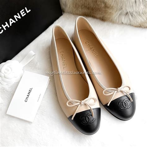 chanel flats beige and black|Chanel flats size 41.